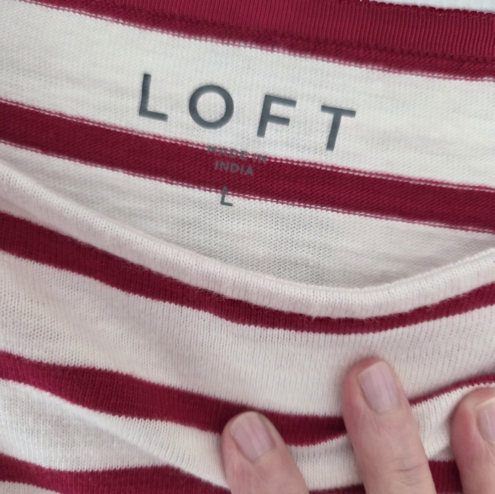LOFT Red Striped Top - Picture 3 of 5